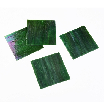 Variety Glass Sheets, Large Cathedral Glass Mosaic Tiles, for Crafts, Dark Green, 105~110x105~110x2.5mm