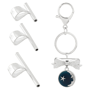 3Pcs 3 Styles Pin to Pendant Converter, Brooch to Necklace Converter, 925 Sterling Silver Plated, 9x10.5~20x1.5mm, Hole: 6x4mm