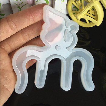 Music Book Clip Food Grade Silicone Molds, Resin Casting Molds, For UV Resin, Epoxy Resin Jewelry Making, Swan Comb, White, 103x105x8mm