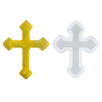 DIY Silicone Molds, Resin Casting Molds, For UV Resin, Epoxy Resin Jewelry Pendants Making, Cross, White, 39x32x5mm