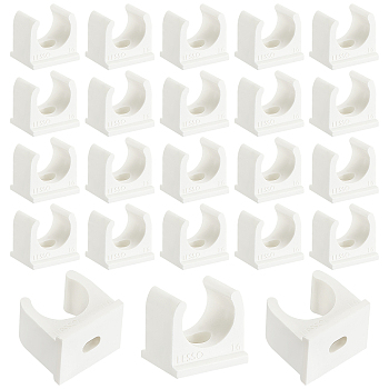 PVC Plastic Pipe Hangers Clamp, Water Pipe Support Clamp , Floral White, 17x20x18.5mm, Hole: 6x4mm