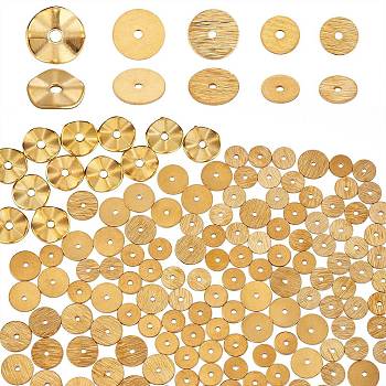 500Pcs 5 Styles Alloy Wavy Spacer Beads, , Long-Lasting Plated, Disc, Golden, 6~10x0.5mm, Hole: 0.9~2mm, 100pcs/style