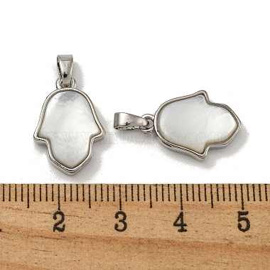 Rack Plating Brass Pave Natural White Shell Pendants(KK-U025-04P-01)-3