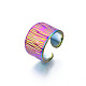Покрытие стойки цвета радуги 304 текстура нержавеющей стали открытая манжета кольцо(RJEW-S405-258M)-4