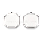 304 Stainless Steel Pendant Cabochon Settings, Polygon, Stainless Steel Color, 28x25.5x2mm, Hole: 1.6mm, Tray: 22x22mm(STAS-N108-72P)