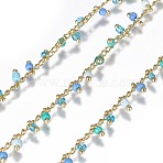 Handmade Seed Beaded Chains, Soldered, with Spool, with Real 18K Gold Plated Brass Findings, Colorful, 1.8~2.5mm, about 32.8 Feet(10m)/roll(CHC-N016-06C)