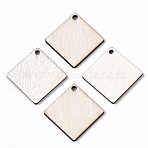 Unfinished Natural Poplar Wood Pendants, Laser Cut Wood Shapes, Undyed, Rhombus, Antique White, 24x24x1.5mm, Hole: 1.8mm, Side Length: 18mm(WOOD-S045-110)