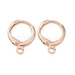 Brass Leverback Earring Findings, with Loop, Rose Gold, 15.5x12x2mm, Hole: 2mm(KK-CBA8EB2-08RG)