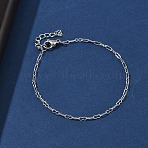 304 Stainless Steel Paperpclip Chains Bracelets for Women, Stainless Steel Color, 6.81 inch(17.3cm)(BJEW-U043-01P)