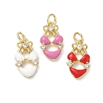 Brass Micro Pave Cubic Zirconia Pendants, Bikini Charms, with Enamel and Jump Ring, Cadmium Free & Lead Free, Rack Plating, Long-Lasting Plated, Real 18K Gold Plated, Mixed Color, 16.5x9.5x3mm, Hole: 3.3mm(KK-C156-29G)