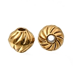 304 Stainless Steel Beads, Ion Plating(IP), Corrugated, Corrugated Bicone, Real 18K Gold Plated, 6x5~5.5mm, Hole: 1.2mm(STAS-L315-062C-G)