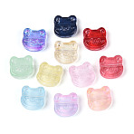 Baking Paint Transparent Glass Beads, Bear, Mixed Color, 15x15x5~5.5mm, Hole: 1.3~1.4mm(DGLA-T004-42M)