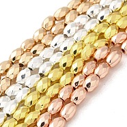 Electroplated Strong Magnetic Synthetic Hematite Beads Strands, Long-Lasting Plated, Faceted Oval, Mixed Color, 7~8x5~5.5mm, Hole: 1.4mm, about 50pcs/strand, 15.35''(39cm)(G-P518-03)