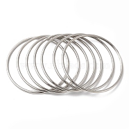 7Pcs 304 Stainless Steel Thin Plain Bangle Sets, Stainless Steel Color, Inner Diameter: 2-7/8 inch(7.2cm)(BJEW-L664-022J-P)