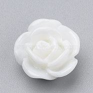 Resin Cabochons, Rose Flower, White, 10x5mm, Bottom: 7~8mm(X-CRES-Q197-29S)