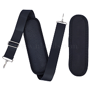 2Pcs 2 Styles Polyester Bag Strap, with Swivel Clasps, for Bag Straps Replacement Accessories, Flat, Black, 1pcs/style(FIND-WR0001-27)