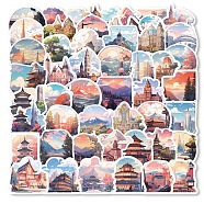 50Pcs Travel Theme PVC Self-Adhesive Stickers, Waterproof Decals, for DIY Albums Diary, Laptop Decoration Cartoon Scrapbooking, Building, 40~60mm(STIC-PW0013-002)
