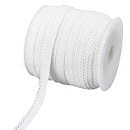 50M Chinlon Elastic Cords, Single Wavy Edge Elastic Band for Garment Accessories, Flat, White, 10mm, about 54.68 Yards(50m)/Roll(OCOR-NB0001-79B)