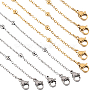 12Pcs 2 Colors 304 Stainless Steel Satellite Chain Necklaces Set, Golden & Stainless Steel Color, 19.68 inch(50cm), 6Pcs/color(NJEW-SC0001-13)