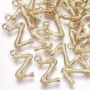 Brass Pendants, Letter, Real 18K Gold Plated, Letter.Z, 16x11x2mm, Hole: 1.5mm(KK-S348-331Z)