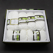 Soft Baby Yarns, with Bamboo Fibre and Silk, White, 1mm, about 140m/roll, 50g/roll, 6rolls/box(YCOR-R024-ZM001A)