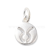 925 Sterling Silver Constellations Charms, with Jump Rings, Silver Color Plated, Taurus, 12x9x1.5mm, Hole: 3.5mm(STER-M118-01B)