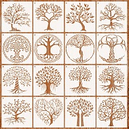 16Pcs Tree PET Plastic Hollow Painting Silhouette Stencil, DIY Drawing Template Graffiti Stencils, Chocolate, 150x150mm(PW-WG68732-01)