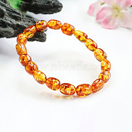 Oval Natural Amber Stretch Bracelets for Women, Inner Diameter: 2 inch(5cm)(FIND-PW0021-02)