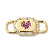 Brass Cubic Zirconia Buckles, for Watch Making, Heart, Medium Violet Red, 10.5x24x2mm, Hole: 5x3.5mm(KK-M278-01A-G)