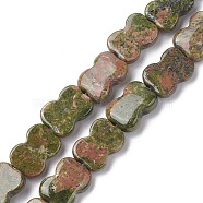 Natural Unakite Beads Strands, Bowknot, 16~16.5x12.5~13x5~5.5mm, Hole: 1.4mm, about 13pcs/strand, 8.46''(21.5cm)(G-K359-D09-01)