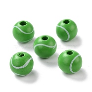 Natural Wood Beads, Dyed, Round, Tennis Pattern, 15.5x14.5mm, Hole: 3.2mm(WOOD-K006-A03)