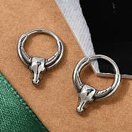 Cattle Head 316 Surgical Stainless Steel Hoop Earrings, Hoop Nose Rings, Antique Silver, 18x4mm(EJEW-G416-25AS)