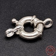 925 Sterling Silver Spring Ring Clasps Sets, with End Bar, Silver, 21x10x2.2mm, Hole: 4mm(X-STER-F014-07A)