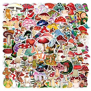 100Pcs PVC Self-Adhesive Mushroom Stickers, Waterproof Decals for Suitcase, Skateboard, Refrigerator, Helmet, Mobile Phone Shell, Mixed Color, 50~80mm(PW-WG42893-01)
