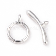 Eco-friendly Brass Toggle Clasps, Cadmium Free & Lead Free, Long-Lasting Plated, Ring, 925 Sterling Silver Plated, Ring: 10x7.5x1mm, Bar: 5x13.5x2.5mm, Hole: 1mm(X-KK-D082-12S)