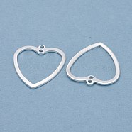 Brass Pendants, Long-Lasting Plated, Heart, 925 Sterling Silver Plated, 21x19x1mm, Hole: 1.4mm(KK-O139-03S)