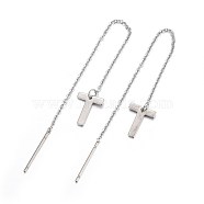 304 Stainless Steel Stud Earrings, Hypoallergenic Earrings, Ear Threads, Alphabet, Letter.T, 107~112x1mm, Pin: 15x0.7mm, letter: 11x9x0.5mm(EJEW-L205-01T)