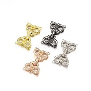 Rack Plating Brass Micro Pave Cubic Zirconia Owl Fold Over Clasps, Lead Free & Cadmium Free, Mixed Color, 28x17x4.5mm, Hole: 1mm(ZIRC-I012-10-RS)