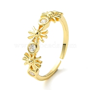 Bass Micro Pave Cubic Zirconia Ring, Long-Lasting Plated, Sun, Golden, Inner Diameter: 16mm(RJEW-Z033-21G)