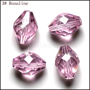 Imitation Austrian Crystal Beads, Grade AAA, Faceted, Bicone, Pink, 8x11mm, Hole: 0.9~1mm(SWAR-F054-11x8mm-03)