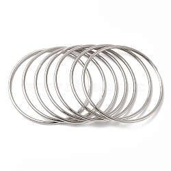 7Pcs 304 Stainless Steel Thin Plain Bangle Sets, Stainless Steel Color, Inner Diameter: 2-7/8 inch(7.2cm)(BJEW-L664-022J-P)