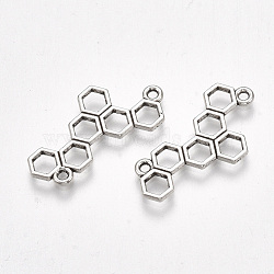Tibetan Style Alloy Links connectors, Cadmium Free & Lead Free, Honeycomb, Antique Silver, 27x13x2mm, Hole: 1.5mm(X-TIBE-S315-006AS-RS)