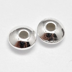 925 Sterling Silver Spacer Beads, Disc, Silver, 6x2.8mm, Hole: 2mm, about 110pcs/20g(STER-F019-03C)
