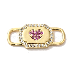 Brass Cubic Zirconia Buckles, for Watch Making, Heart, Medium Violet Red, 10.5x24x2mm, Hole: 5x3.5mm(KK-M278-01A-G)