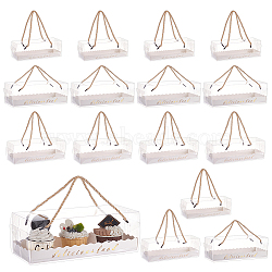 18 Sets 3 Styles Portable Transparent Plastic Swiss Cake Roll Sandwich Holder Box, Paper Tray & Silk Handle, Rectangle, Clear, Box: 65~110x185~275x65~95mm, 6 sets/style(CON-NB0002-13)