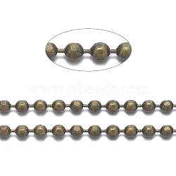 Brass Ball Chains, Faceted, Long-Lasting Plated, Soldered, with Spool, Lead Free and Nickel Free, Antique Bronze, 1.5mm, about 32.8 Feet(10m)/roll(X-CHC013Y-AB)