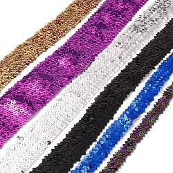 1M Plastic Paillette Elastic Trim, Sequin Trimming, Ornament Accessories, Flat Round, Mixed Style, Mixed Color, 20~71x2mm(OCOR-XCP0001-87)