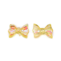 Bowknot Resin Cabochons, Nail Art Decoration Accessories, Rainbow Plated, Gold, 7x10x3mm(MRMJ-WH0074-32B)