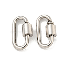 Non-Tarnish 304 Stainless Steel Screw Carabiner Lock Charms, for Necklaces Making, Oval, 19x9x2mm(STAS-C092-01C-P)