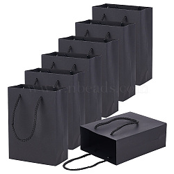 Rectangle Thickened Paper Gift Bags, Shopping Bags, with Handles, Black, 12x6x16cm(ABAG-WH0039-22B)